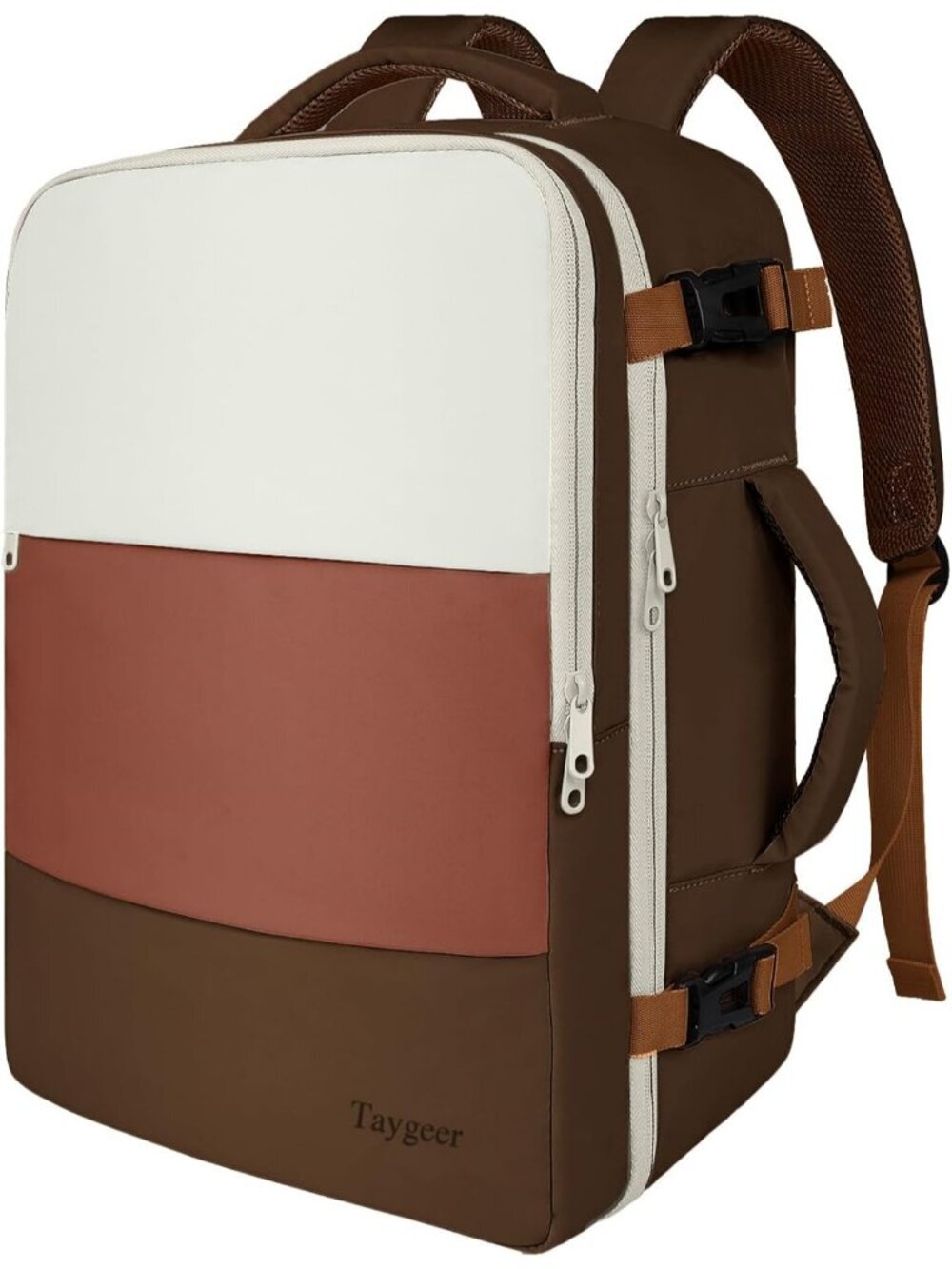 Women's Red brown 15.6inch Laptop Mochila Flight Approved Daypack with Pocket